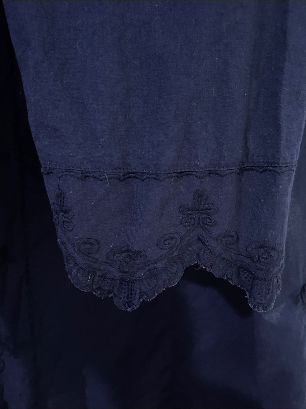 Soft Surroundings XL Navy Blue Embroidered Cotton Duster Cardigan - Picture 6 of 11